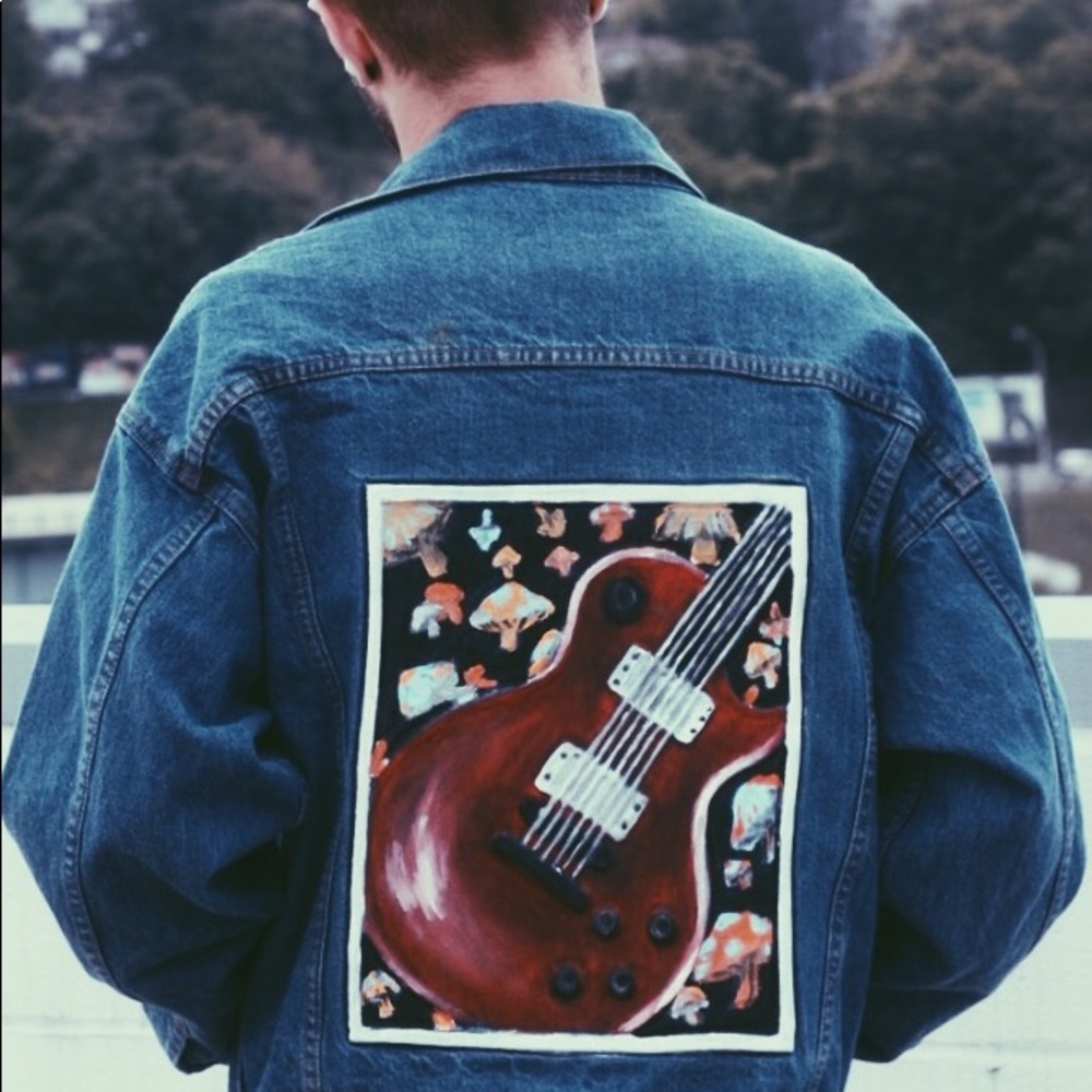 Vintage embossed and hand painted denim jacket